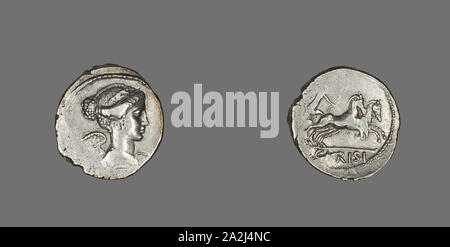 Denar (Münze), die die Göttin des Sieges, 46 BC, Römische, in Rom, Italien, Silber, Diam geprägt. 2.1 cm, 4.13 g Stockfoto