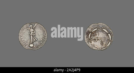 Denar (Münze), die die Göttin des Sieges, AD68/69, Römische, in Gallien geprägt (heute Frankreich), Italien, Silber, Durchm. 1,8 cm, 2,77 g Stockfoto