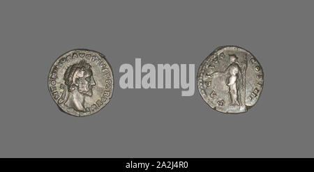 Denar (Münze), Kaiser Antoninus Pius, AD 160, Römische, in Rom, Römische Reich, Silber, Durchm geprägt. 1,8 cm, 3,25 g Stockfoto