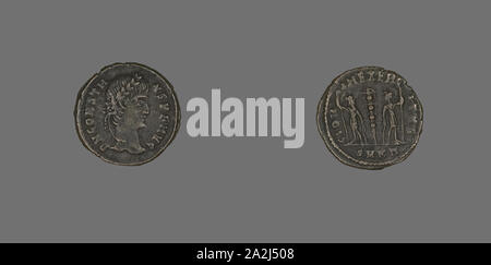 Münze Darstellung Kaiser Constans, AD 337/350, Römische, Römisches Reich, Bronze, Diam. 1,8 cm, 1,97 g Stockfoto