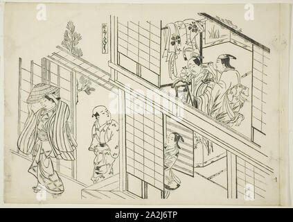 Eine junge sanemori (Yaro Sanemori), No. 10 aus einer Reihe von 12 Drucke von Parodien auf die spielt, C. 1716/35, Okumura Masanobu, Japanisch, 1686-1764, Japan, Holzschnitt, Oban, sumizuri-e, 27,1 x 38,1 cm Stockfoto