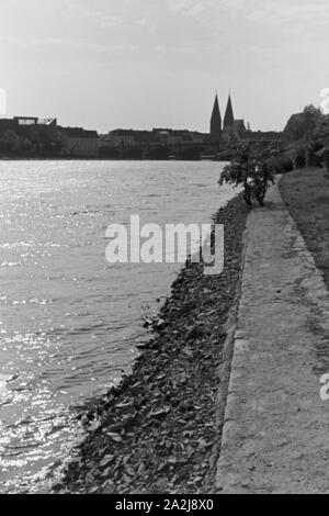 Ein Ausflug nach Frankfurt Oder, Deutsches Reich 30er Jahre. Eine Reise nach Frankfurt an der Oder, Deutschland 1930. Stockfoto