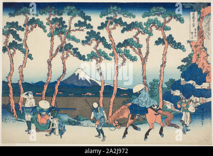 Hodogaya der Tokaido (Tokaido Hodogaya), aus der Serie 36 Ansichten des Berges Fuji (Fugaku sanjurokkei), C. 1830/33, Katsushika Hokusai 葛飾 北斎, Japanisch, 1760-1849, Verlag: hibino Yohachi, Japanisch, Unbekannt, Japan, Farb Holzschnitt, Oban, 25,8 x 37,7 cm (10 1/8 x 14 13/16 in Stockfoto