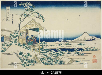 Snowy Morgen von Koishikawa (Koishikawa yuki No ashita), aus der Serie 36 Ansichten des Berges Fuji (Fugaku sanjurokkei), C. 1830/33, Katsushika Hokusai 葛飾 北斎, Japanisch, 1760-1849, Verlag: hibino Yohachi, Japanisch, Unbekannt, Japan, Farb Holzschnitt, Oban, 25,6 x 37,5 cm (10 1/8 x 14 3/4 in Stockfoto