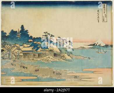 Enoshima in Sagami Provinz (soshu Enoshima), aus der Serie 36 Ansichten des Berges Fuji (Fugaku sanjurokkei), C. 1830/33, Katsushika Hokusai 葛飾 北斎, Japanisch, 1760-1849, Japan, Farbe holzschnitt, Oban, 10 1/8 x 14 3/4 in Stockfoto