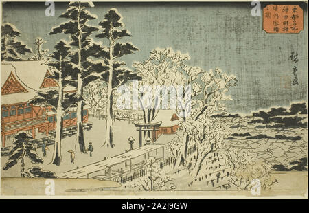 Klares Wetter nach Schneefall auf dem Gelände der Kanda Myojin Schrein (Kanda Myojin keidai yukibare nicht zu), aus der serie bekannte Orte in der östlichen Hauptstadt (Toto Meisho), C. 1840/42, Utagawa Hiroshige 歌川 広重, Japanisch, 1797-1858, Japan, Farbe holzschnitt, Oban, 21,3 x 33,6 cm (8 3/8 x 13 3/16 in. Stockfoto