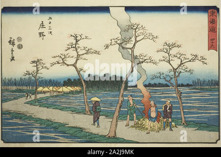 Shono.-Nr. 46, aus der serie Dreiundfünfzig Stationen des Tokaido (Tokaido gojusan tsugi), auch als reisho Tokaido, C. 1847/52, Utagawa Hiroshige 歌川 広重, Japanisch, 1797-1858, Japan, Farbe holzschnitt, Oban, 22,3 x 34,8 cm (8 3/4 x 13 11/16 in Stockfoto