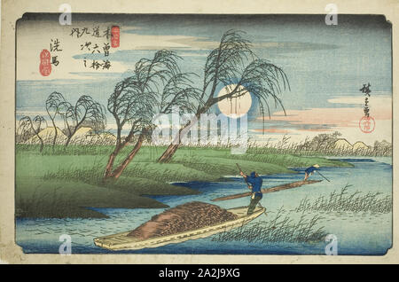 Nr. 32: Seba, aus der Serie 60 - neun Stationen des Kisokaido (Kisokaido rokujukyu tsugi no Uchi), C. 1835/38, Utagawa Hiroshige 歌川 広重, Japanisch, 1797-1858, Japan, Farbe holzschnitt, Oban, 25,9 x 38,9 cm (10 1/4 x 15 in. Stockfoto