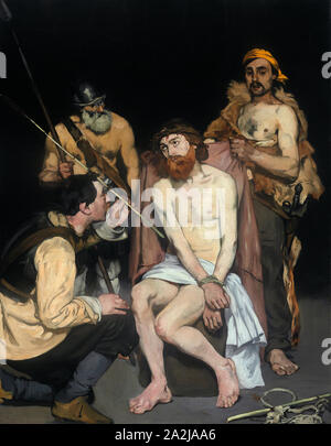 Jesus von den Soldaten, 1865 verspottet, Édouard Manet, Französisch, 1832-1883, Frankreich, Öl auf Leinwand, 190,8 × 148,3 cm (74 7/8 x 58 3/8 in Stockfoto