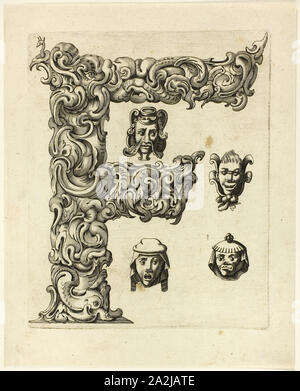 Buchstabe F, 1630, Peter Aubry, Deutsch, 1596-1668, Deutschland, Gravur auf Papier, 217 x 174 mm Stockfoto