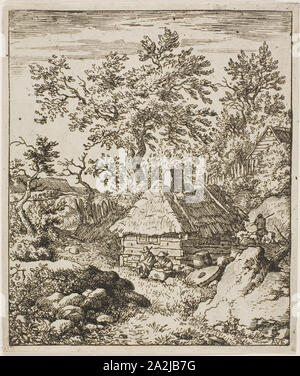 Landschaft mit einem Mühlstein, n.d., Allart van Everdingen, Niederländisch, 1621-1675, Holland, Radierung in Schwarz auf Elfenbein Papier, 123 x 104 mm (Platte), 127 x 110 mm (Blatt festgelegt Stockfoto