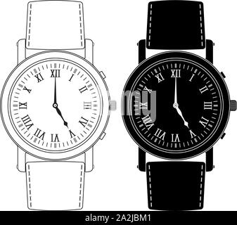 Hand Uhr mit römischen Ziffern Ziffernblatt Stock Vektor