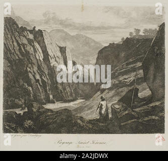 Der heilige Hieronymus, 1840 Charles François Daubigny, Französisch, 1817-1878, Frankreich, Ätzung auf Elfenbein webte Papier, 129 × 163 mm (Bild), 148 x 169 mm (Platte), 232 × 322 mm (Blatt Stockfoto