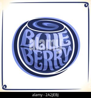 Vektor logo für Blueberry, Label mit einem ganzen Paket von Berry für frischen Saft oder Eis, Preis mit Original font für Word blueberry inscrib Stock Vektor