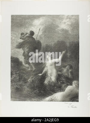 Götterdämmerung: Siegfried und die Rheintöchter, 1898, Henri Fantin-Latour, Französisch, 1836-1904, Frankreich, Lithographie in Schwarz auf Elfenbein China Papier auf Elfenbein webte Papier, 476 × 377 mm (Bild), 635 × 488 mm (Blatt Stockfoto