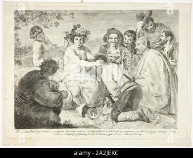 Der Trinker, 1778, Francisco José de Goya y Lucientes (Spanisch, 1746-1828), nach Diego Velázquez (Spanisch, 1599-1660), Spanien, Ätzen mit gravierten Inschrift auf Elfenbein Bütten, 286 x 395 mm (Bild), 319 x 436 mm (Platte), 347 x 453 mm (Blatt Stockfoto