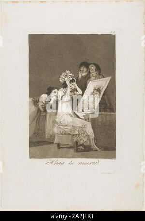 Bis zum Tod, Platte 55 aus Los Caprichos', 1797/99, Francisco José de Goya y Lucientes, Spanisch, 1746-1828, Spanien, Ätzen, brüniert Aquatinta und Kaltnadel auf Elfenbein Bütten, 190 x 132 mm (Bild), 215 x 150 mm (Platte), 320 x 218 mm (Blatt Stockfoto