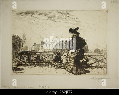 Die Île de la Cité gesehen von der Pont des Arts, 1895, Louis Auguste Lepère, Französisch, 1849-1918, Frankreich, Radierung in Dunkelbraun auf Creme Bütten, 131 × 190 mm (Bild/Platte), 169 × 226 mm (Blatt Stockfoto