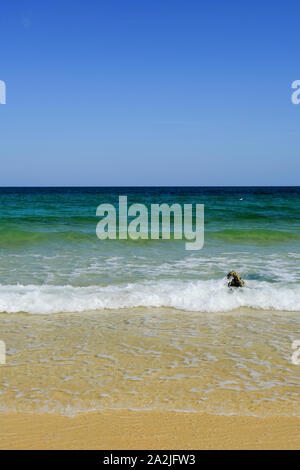 Blick vom Strand Carbis Bay, mit Blick auf das Meer vom Strand Stockfoto