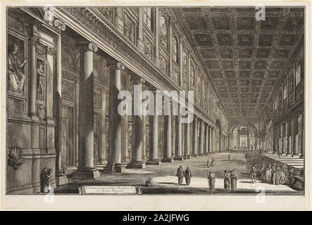 Innenansicht der Basilika S. Maria Maggiore, von Ansichten von Rom, 1768, Giovanni Battista Piranesi, Italienischer, 1720-1778, Italien, Ätzung auf Elfenbein Papier, 430 x 681 mm (Bild), 473 x 700 mm (Blatt festgelegt Stockfoto