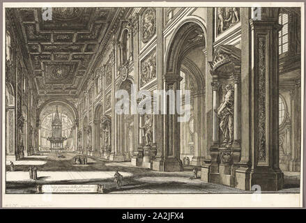 Innenansicht der Basilika St. Johannes im Lateran, von Ansichten von Rom, 1768, Giovanni Battista Piranesi, Italienischer, 1720-1778, Italien, Ätzung auf Elfenbein Papier, 428 x 679 mm (Bild), 472 x 694 mm (Blatt festgelegt Stockfoto