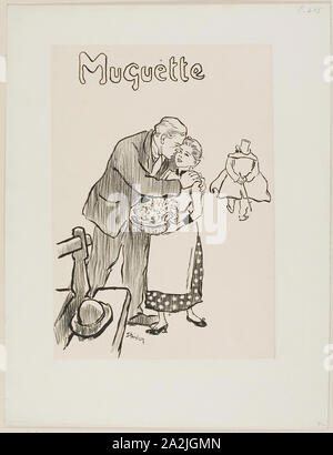 Muguette, 1892 Théophile-Alexandre Steinlen, Französisch, geboren in der Schweiz, 1859-1923, Frankreich, Lithographie (Pen & Tinte und Farbstift) in Schwarz auf Creme chine legte sich auf Elfenbein webte Papier, 258 × 184 mm (Bild), 266 × 187 mm (Primary Support), 357 × 273 mm (sekundäre Unterstützung Stockfoto