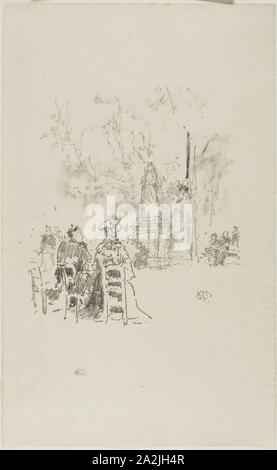 Gespräch unter der Statue, Luxembourg, 1893, James McNeill Whistler, American, 1834-1903, Usa, Transfer Lithographie in Schwarz mit stumping, auf Elfenbein Papier, 170 x 154 mm (Bild), 314 x 193 mm (Blatt festgelegt Stockfoto