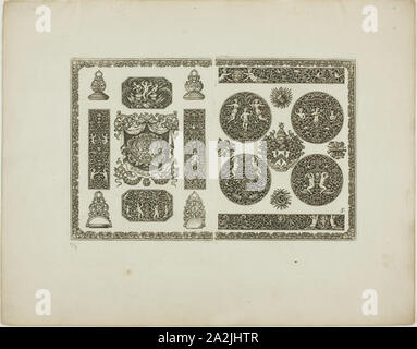 Platte 5, von Buch des Ornaments, 1704, Simon Gribelin II, Französisch, 1661-1733, Frankreich, Gravur auf Papier, 132 x 207 mm (Bild/Platte), 233 × 296 mm (Blatt Stockfoto