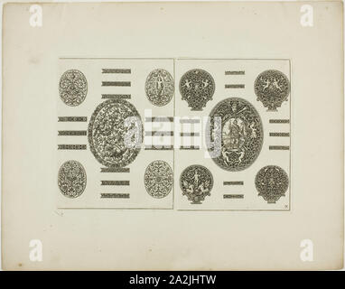 Platte Sieben, von Buch des Ornaments, 1704, Simon Gribelin II, Französisch, 1661-1733, Frankreich, Gravur auf Papier, 132 x 203 mm (Bild/Platte), 233 × 295 mm (Blatt Stockfoto