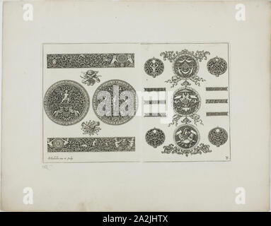 Platte 8, von Buch des Ornaments, 1704, Simon Gribelin II, Französisch, 1661-1733, Frankreich, Gravur auf Papier, 133 x 206 mm (Bild/Platte), 232 × 295 mm (Blatt Stockfoto