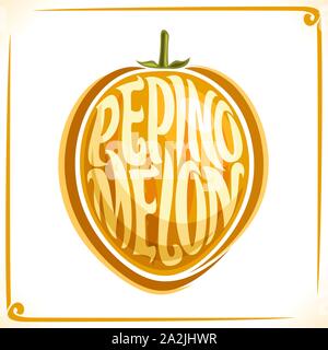 Vektor logo für Pepino Melone, Label mit einer Frucht für Paket von frischen Saft oder Eis, Preis mit Original font für Wörter pepino Melone inscri Stock Vektor