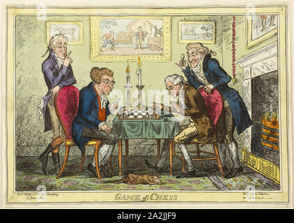 Schachspiel, veröffentlicht März 6, 1814, George Cruikshank (Englisch, 1792-1878), nachdem Captain Frederick Marryat (Englisch, 1792-1848), von Hannah Humphrey (Englisch, c. veröffentlicht. 1745-1818), England, handkolorierte Radierung auf Papier, 238 x 345 mm (Bild), 250 × 352 mm (Blatt Schnitt zu Platte mark Stockfoto