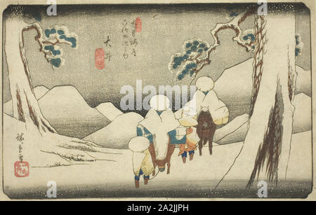 Nr. 47: Oi, aus der Serie 60 - neun Stationen des Kisokaido (Kisokaido rokujukyu tsugi no Uchi), C. 1835/38, Utagawa Hiroshige 歌川 広重, Japanisch, 1797 - 1858, Japan, Farbe holzschnitt, Oban, 23,5 x 36,5 cm (9 1/4 x 14 3/8 in Stockfoto