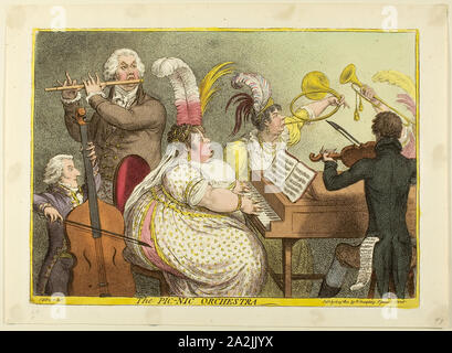 Die pic-nic Orchester, veröffentlicht im April 23, 1802, James Gillray (Englisch, 1756-1815), von Hannah Humphrey (Englisch, c. veröffentlicht. 1745-1818), England, handkolorierte Radierung auf Papier, 250 x 355 mm (Bild/Platte), 292 × 404 mm (Blatt Stockfoto