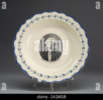 Suppenteller, C. 1790, Englisch für den amerikanischen Markt, Leeds, England, Creamware, Diam. 24,3 cm (9 9/16 Zoll Stockfoto