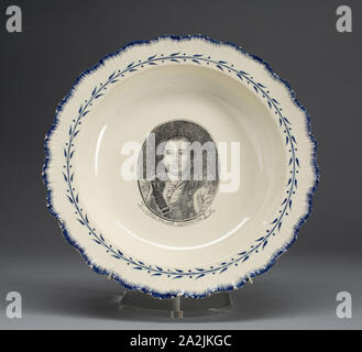 Suppenteller, C. 1790, Englisch für den amerikanischen Markt, Leeds, England, Creamware, Diam. 24,3 cm (9 9/16 Zoll Stockfoto