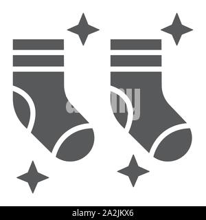 Saubere Socken glyph Icon, Wäscheservice und Schrank, ordentlich Socken anmelden, Vektorgrafiken, einem festen Muster auf weißem Hintergrund. Stock Vektor