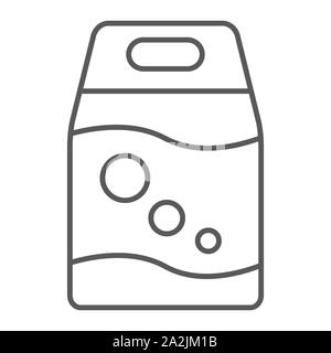 Waschpulver dünne Linie Symbol-, Wäsche- und Reinigungsservice, Waschmittel, Vektorgrafiken, ein lineares Muster auf weißem Hintergrund. Stock Vektor