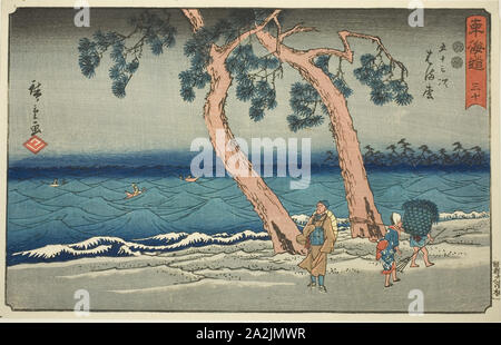 Hamamatsu-Nr. 30, aus der serie Dreiundfünfzig Stationen des Tokaido (Tokaido gojusan tsugi), auch als reisho Tokaido, C. 1847/52, Utagawa Hiroshige 歌川 広重, Japanisch, 1797-1858, Japan, Farbe woodblcok Drucken, Oban, 23 x 35,9 cm (9 1/8 x 14 1/8 in. Stockfoto