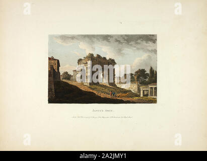 Janus's Arch, Platte 20 aus den Ruinen von Rom, veröffentlicht im Dezember 6, 1796, M. Dubourg, (Englisch, aktive 1786-1838), durch J. Merigot (Italienisch, Unbekannt), England, handkolorierte Aquatinta auf Papier, 330 x 448 mm (Blatt veröffentlicht. Stockfoto