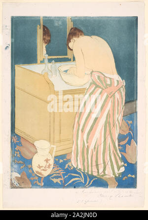 Frau Baden, 1890-91, Mary Cassatt (American, 1844-1926), bedruckt mit Leroy (Französisch, aktive 1876-1900), United States, Farbe aquatinta, mit kaltnadel aus drei Platten, Papier, 364 x 269 mm (Bild/Platte), 432 x 305 mm (Blatt Stockfoto