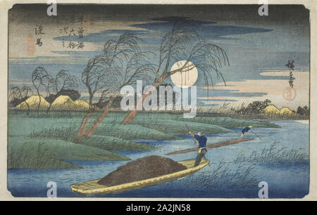 Nr. 32: Seba, aus der Serie 60 - neun Stationen des Kisokaido (Kisokaido rokujukyu tsugi no Uchi), C. 1835/38, Utagawa Hiroshige 歌川 広重, Japanisch, 1797-1858, Japan, Farbe holzschnitt, Oban, 23,4 x 37,2 cm (9 1/4 x 14 5/8 in Stockfoto