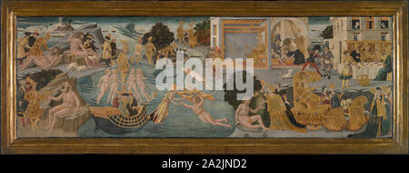 Die Abenteuer des Odysseus, 1435/45, Apollonio di Giovanni, Italienischer, 1415/17-1465, Italien, Tempera auf Holz, 42 x 131,7 cm (16 3/4 x 51 7/8 in Stockfoto