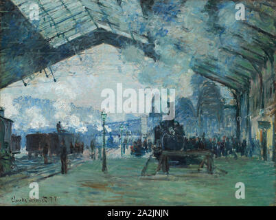 Ankunft der Normandie Bahnhof, Gare Saint-Lazare, 1877, Claude Monet, Französisch, 1840-1926, Frankreich, Öl auf Leinwand, 60,3 × 80,2 cm (23 3/4 x 31 1/2 in. Stockfoto