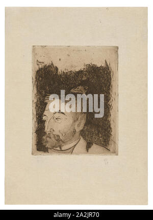 Portrait von Stéphane Mallarmé, 1891, Gedruckt 1919, Paul Gauguin, Französisch, 1848-1903, Frankreich, Ätzung, kaltnadel und Gravur in braun-schwarz auf Creme japanisches Papier, 183 x 145 mm (Platte), 330 x 240 mm (Blatt Stockfoto