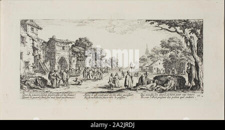 Sterbenden Soldaten am Straßenrand, Platte 16 aus dem Elend des Krieges, 1633, Jacques Callot (Französisch, 1592-1635), veröffentlicht durch Israel empfehlen (Französisch, 1590-1661), Frankreich, Ätzung auf Papier, 81 x 186 mm (Platte), 120 × 225 mm (Blatt), Dragon King, 11./Anfang des 12. Jahrhunderts, Japan, Holz mit Spuren von Pigment, H. 102,2 cm (40 1/4 in Stockfoto