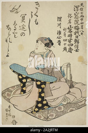Memorial Porträt der Schauspieler Iwai Hanshiro VI, 1836, Utagawa Kunisada I (Toyokuni III), Japanisch, 1786-1864, Japan, Farbe holzschnitt, Oban, 35,6 x 24,6 cm (14 x 9 11/16 in Stockfoto