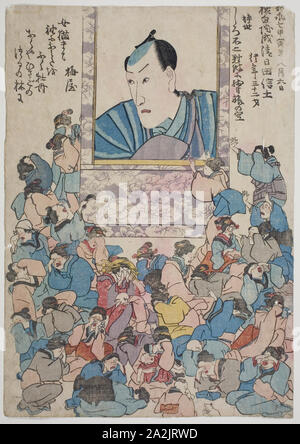 Memorial Porträt der Schauspieler Ichikawa Danjuro VIII, 1854, Utagawa Schule, Japanisch, 19. Jahrhundert, Japan, Farbe holzschnitt, Oban Stockfoto