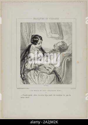 Les Maris mich Font toujours Rire: Prends Garde, Chéri.., 1853, Paul Gavarni, Französisch, 1804-1866, Frankreich, Lithographie in Schwarz auf Creme webte Papier, 219 × 186 mm (Bild), 365 × 268 mm (Blatt Stockfoto