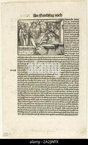 Abbildung von Das Buch der Evangelien, Platte 18 von Holzschnitten aus Büchern aus dem 16. Jahrhundert, 1515 in Portfolio 1937 montiert, unbekannter Künstler (Deutsch, 16. Jahrhundert), von Max Geisberg (Schweiz, 1875-1943), Deutschland, Holzschnitt auf Papier, 81 x 103 mm (Bild), 228 × 153 mm (Bild/te × t) 304 × 191 mm (Blatt Stockfoto